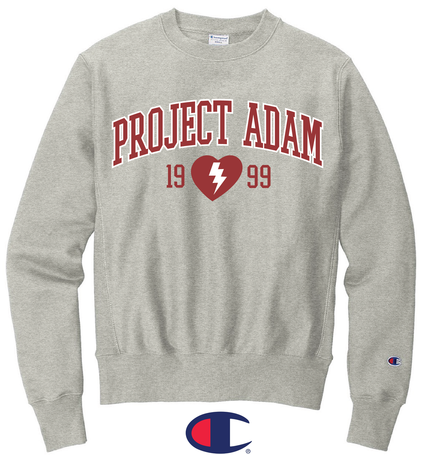 Project Adam Champion Brand Oxford Grey Reverse Weave Crew Sweatshirt