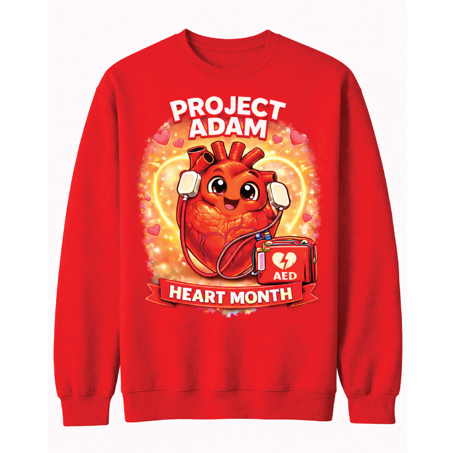NEW! Project Adam AED Heart Month Red Crew Sweatshirt