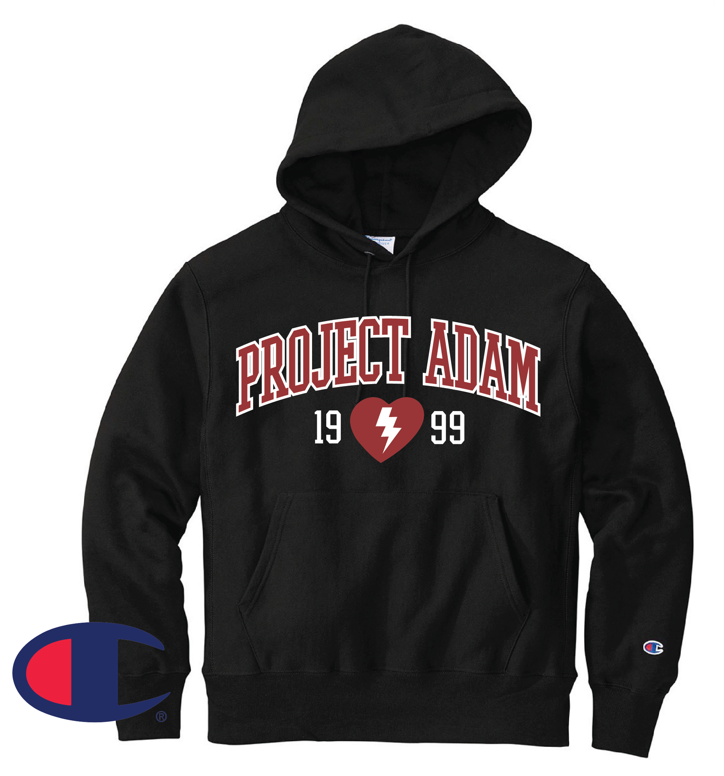 Project Adam Champion Brand Black Reverse Weave Hooded Sweatshirt