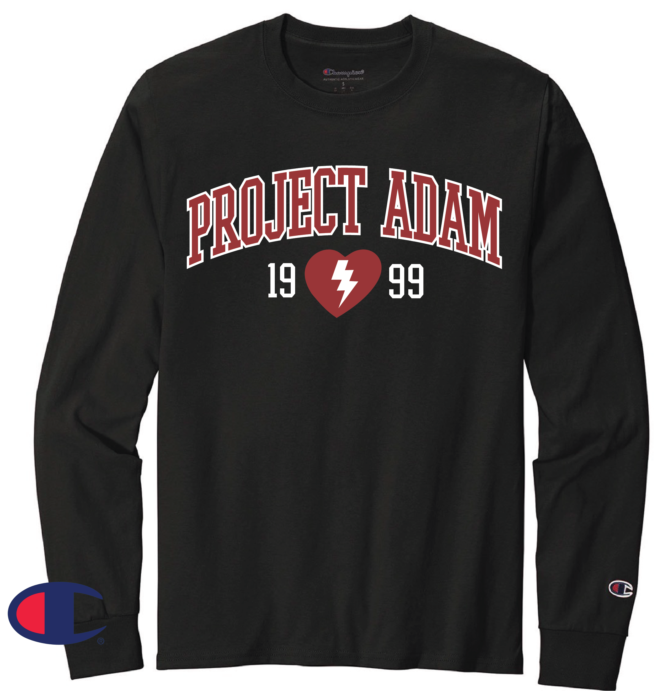 Project Adam Arch 1999 Champion Brand Black Long Sleeve Tee
