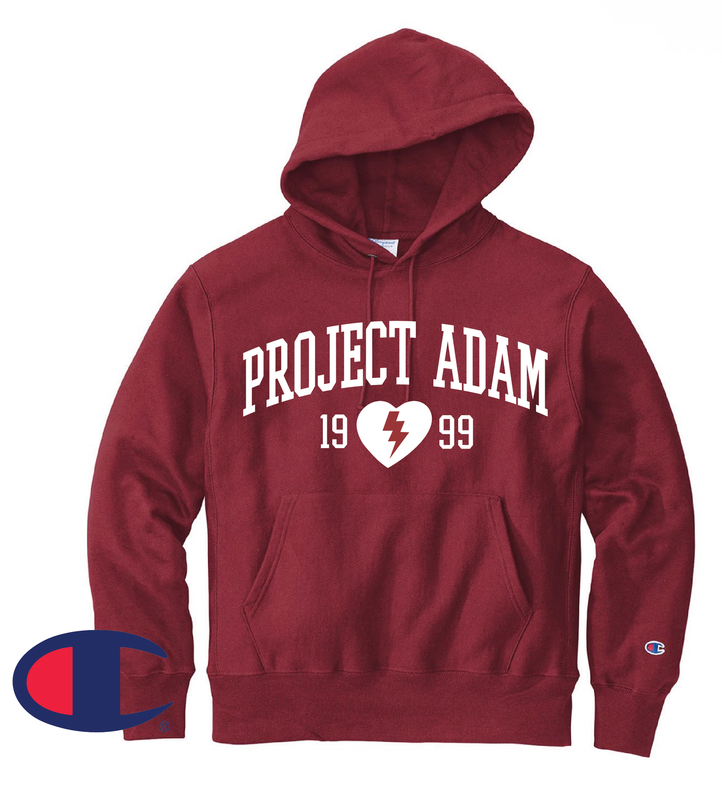 Project Adam Champion Brand Cardinal Red Reverse Weave Hooded Sweatshirt