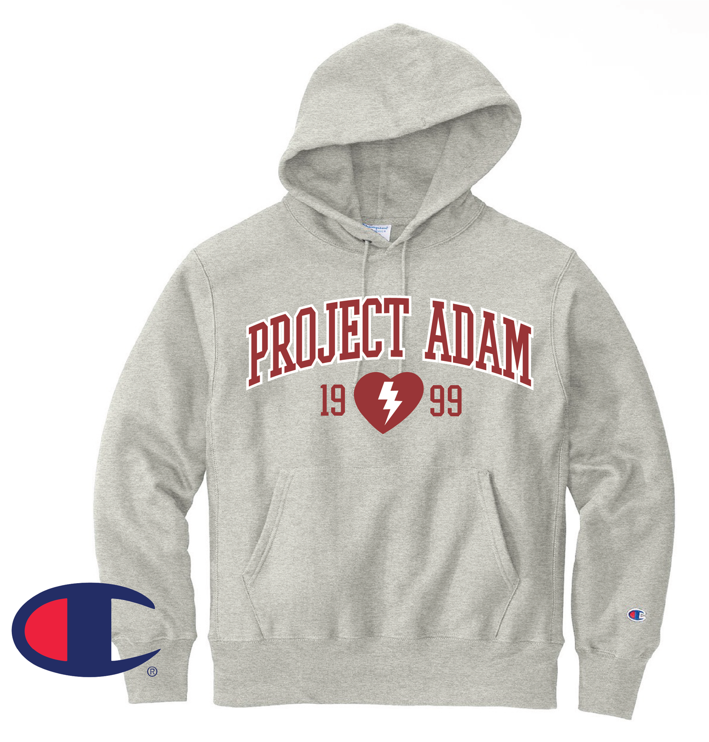 Project Adam Champion Brand Oxford Grey Reverse Weave Hooded Sweatshirt